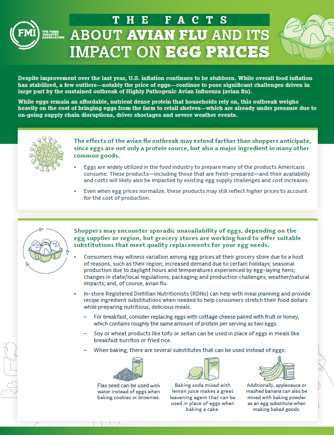 Cover of fact sheet on avian flu and egg prices