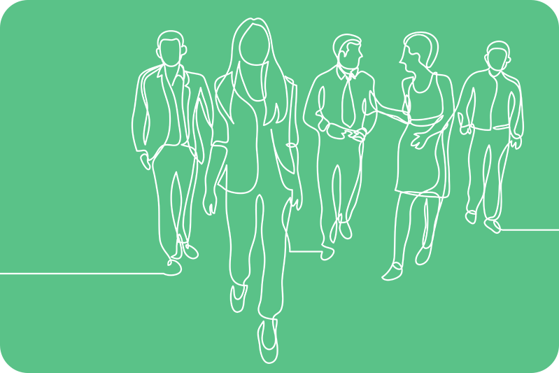 Illustration of business people wearing business casual.